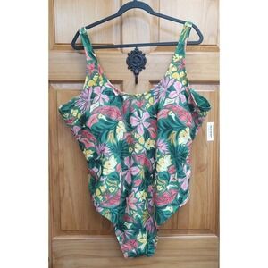 Old Navy No Wire Padded Bra Swimsuit Tropical Flowers Size 4X  Bathing Suit NWT